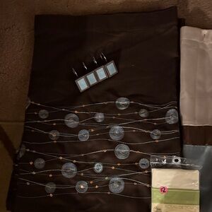 Croscill Dark Brown Shower Curtain with Blue Accents